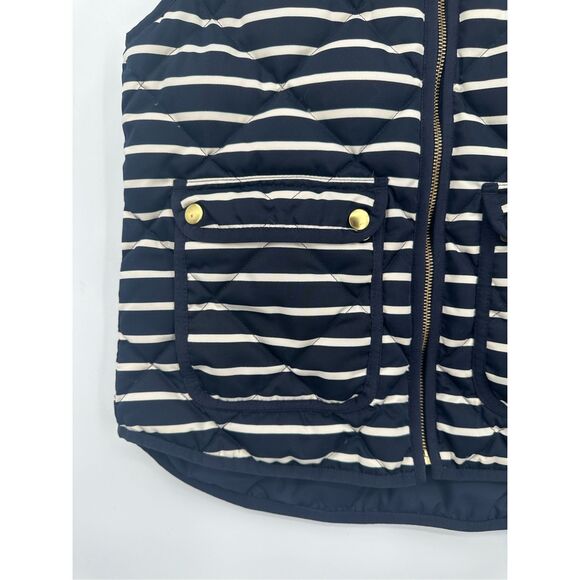 J Crew size S striped quilted DOWN vest navy - Picture 3 of 7